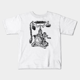 Antique Telephone Print Kids T-Shirt